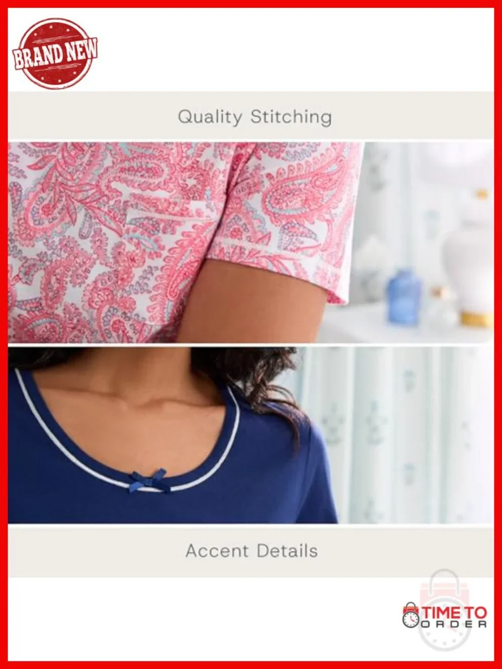 100% Cotton Short Sleeve Sleepshirt 2-Pack - Soft & Breathable Nightgown